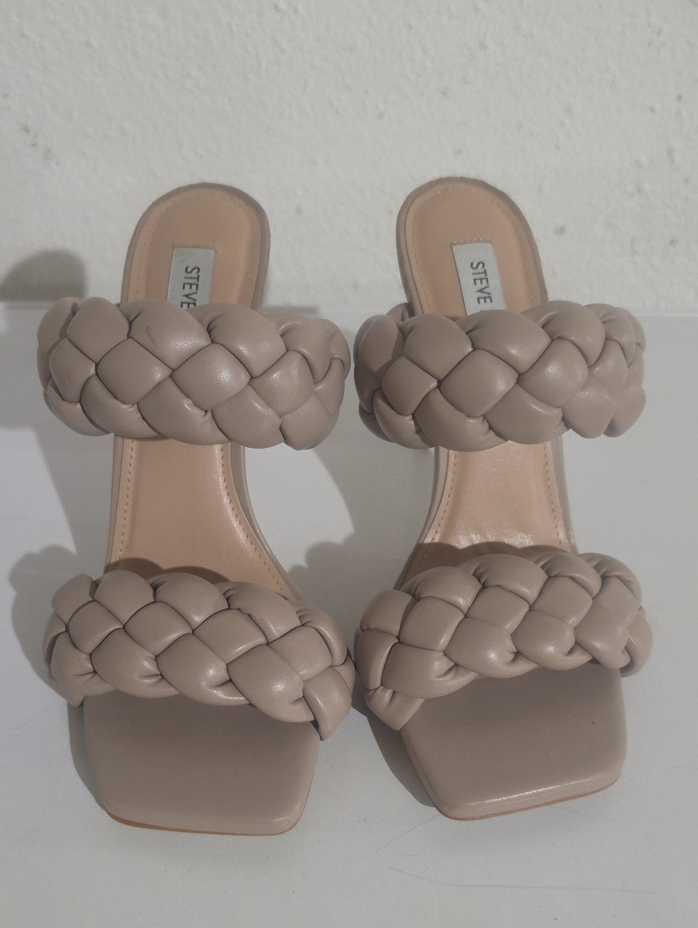 Steve Madden Kenley Taupe Braided Double-Band Heeled Sandals